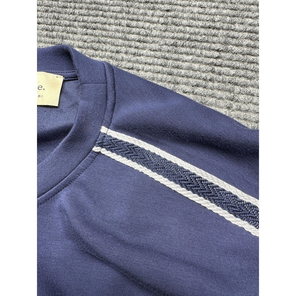 Elie Tahari Sweatshirt Womens XL Navy Crewneck Stripe Sleeve Pullover Stretch - Picture 8 of 9